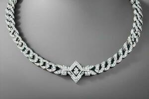 A Shiny White Gold Diamond Necklace photo