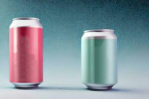 Shiny Beverage Can Template on colored Background photo