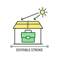 Prosumers house RGB color icon. Eco-conscious consumption. Renewable energy resources. Solar panel. Isolated vector illustration. Simple filled line drawing. Editable stroke