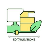 Save electricity RGB color icon. Unplug devices. Reduce power usage. Sustainable energy consumption. Isolated vector illustration. Simple filled line drawing. Editable stroke