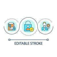 Provide user data security loop concept icon. Client account safety. Personal information protection abstract idea thin line illustration. Isolated outline drawing. Editable stroke vector
