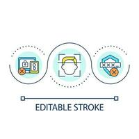 Insecure data loop concept icon. Poor password. Biometric identity. Device safety. Access abstract idea thin line illustration. Isolated outline drawing. Editable stroke vector