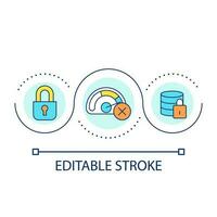 Database management loop concept icon. Blocked access. Overload data storage. Information governance abstract idea thin line illustration. Isolated outline drawing. Editable stroke vector