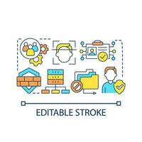 Optimize consumer security concept icon. Manage user identity. Protected access. Personal data safety abstract idea thin line illustration. Isolated outline drawing. Editable stroke vector