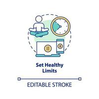 Set healthy limits concept icon. Help kids to stop doomscrolling tip abstract idea thin line illustration. Isolated outline drawing. Editable stroke vector