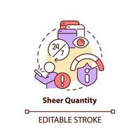 Sheer quantity concept icon. Information overload. Binge reading news problem abstract idea thin line illustration. Isolated outline drawing. Editable stroke vector