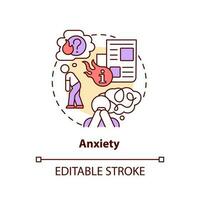 Anxiety concept icon. Information overload. Binge reading news problem abstract idea thin line illustration. Isolated outline drawing. Editable stroke vector