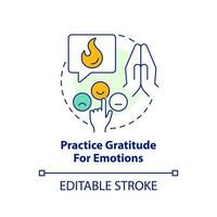 Practice gratitude for emotions concept icon. Stay informed without stress from news abstract idea thin line illustration. Isolated outline drawing. Editable stroke vector