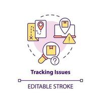 Tracking issues concept icon. Monitoring shipping way. Traditional mail drawbacks abstract idea thin line illustration. Isolated outline drawing. Editable stroke vector