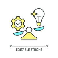 Balancing creativity and usability RGB color icon. User experience. Product development. UX UI design. Isolated vector illustration. Simple filled line drawing. Editable stroke