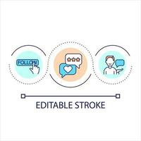 Social media following loop concept icon. Target audience interaction. Engage activity. Users reaction abstract idea thin line illustration. Isolated outline drawing. Editable stroke vector