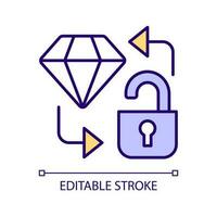 Values security RGB color icon. Reliable safety. Protect important things. Prevent stealing. Victim trap. Isolated vector illustration. Simple filled line drawing. Editable stroke