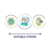 Teacher assessment loop concept icon. Professional educational service. Tutor support abstract idea thin line illustration. Isolated outline drawing. Editable stroke vector