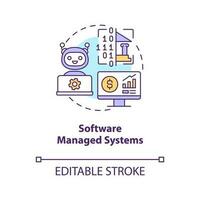 Software managed systems concept icon. Payrolls processing automation abstract idea thin line illustration. Isolated outline drawing. Editable stroke vector