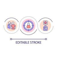 Cyberbullying loop concept icon. Live streaming. Web threat. Content maker problem. Unfair criticism abstract idea thin line illustration. Isolated outline drawing. Editable stroke vector
