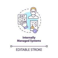 Internally managed systems concept icon. Small business. Employee payroll type abstract idea thin line illustration. Isolated outline drawing. Editable stroke vector