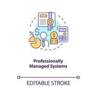 Professionally managed systems concept icon. Employee payroll type abstract idea thin line illustration. Isolated outline drawing. Editable stroke vector