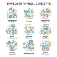 Employee payroll concept icons set. Worker salary for job. Compensation idea thin line color illustrations. Isolated symbols. Editable stroke vector