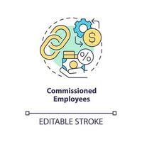 Commissioned employees concept icon. Percentage of deal. Payroll processing method abstract idea thin line illustration. Isolated outline drawing. Editable stroke vector