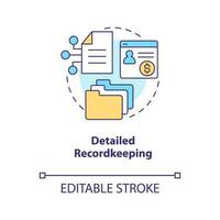 Detailed recordkeeping concept icon. Payroll management software benefit abstract idea thin line illustration. Isolated outline drawing. Editable stroke vector