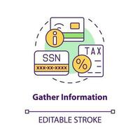 Gather information concept icon. Personal employee data. Payroll processing step abstract idea thin line illustration. Isolated outline drawing. Editable stroke vector