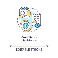 Compliance assistance concept icon. Payroll management software benefit abstract idea thin line illustration. Isolated outline drawing. Editable stroke vector