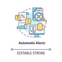 Automatic alerts concept icon. Payroll processing software benefit abstract idea thin line illustration. Isolated outline drawing. Editable stroke vector