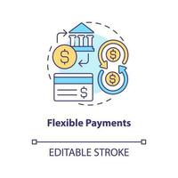 Flexible payments concept icon. Payroll management software benefit abstract idea thin line illustration. Isolated outline drawing. Editable stroke vector