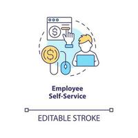 Employee self service concept icon. Payroll processing software advantage abstract idea thin line illustration. Isolated outline drawing. Editable stroke vector