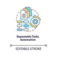 Repeatable tasks automation concept icon. Payroll processing software benefit abstract idea thin line illustration. Isolated outline drawing. Editable stroke vector