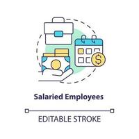 Salaried employees concept icon. Set compensation amount. Payroll processing method abstract idea thin line illustration. Isolated outline drawing. Editable stroke vector