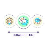 Creating own brand loop concept icon. Developing personal product abstract idea thin line illustration. Successful building process. Isolated outline drawing. Editable stroke vector