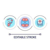 Neuromarketing loop concept icon. Brain training for customers. Consumer behavior abstract idea thin line illustration. Successful brand. Isolated outline drawing. Editable stroke vector