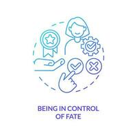 Being in control of fate blue gradient concept icon. Help with product choosing. Customer need abstract idea thin line illustration. Isolated outline drawing vector