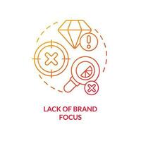 Lack of brand focus red gradient concept icon. Incorrect targeting. Product longevity challenge abstract idea thin line illustration. Isolated outline drawing vector