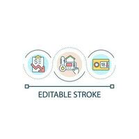 Thermostat problems loop concept icon. Heating system issues. Save bill costs. Efficient energy using abstract idea thin line illustration. Isolated outline drawing. Editable stroke vector