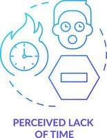 Perceived lack of time blue gradient concept icon. Procrastination. Barrier to change management abstract idea thin line illustration. Isolated outline drawing vector