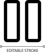 Pause white linear ui icon. Interruption of song. Multimedia player control. GUI, UX design. Outline isolated user interface element for app and web. Editable stroke vector