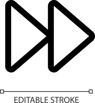 rápido adelante blanco lineal ui icono. multimedia jugador control. jugar a alto velocidad. interfaz gráfica de usuario, ux diseño. contorno aislado usuario interfaz elemento para aplicación y web. editable carrera vector