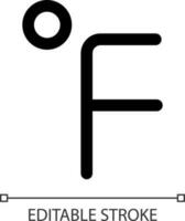 Fahrenheit temperatura escala blanco lineal ui icono. medición temperatura. termómetro. interfaz gráfica de usuario, ux diseño. contorno aislado usuario interfaz elemento para aplicación y web. editable carrera vector