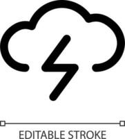 Lightning white linear ui icon. Weather forecast and prediction. Flash and bolt. GUI, UX design. Outline isolated user interface element for app and web. Editable stroke vector