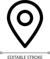 Location pin white linear ui icon. Navigation marker. Direction and destination point. GUI, UX design. Outline isolated user interface element for app and web. Editable stroke vector