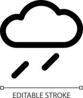 Light rain white linear ui icon. Moderate rain. Precipitation and overcast. GUI, UX design. Outline isolated user interface element for app and web. Editable stroke vector