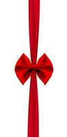 Red silk bow with ribbon. Vector Illustration.