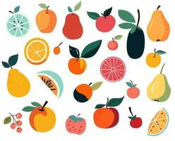 Simple doodle fruits set. Vector Illustration