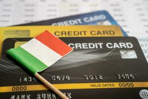 Credit card model with Italy flag, financial investment economy business banking concept. photo