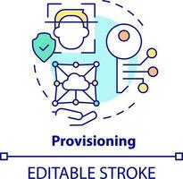 Provisioning concept icon. Management of identities abstract idea thin line illustration. Assigning permissions to users. Isolated outline drawing. Editable stroke vector