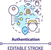 Authentication concept icon. Identity management capability abstract idea thin line illustration. Personal information. Isolated outline drawing. Editable stroke vector