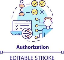 Authorization concept icon. Identity management capability abstract idea thin line illustration. Computer security. Isolated outline drawing. Editable stroke vector