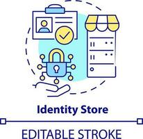 Identity store concept icon. Directory service abstract idea thin line illustration. Warehousing information. Isolated outline drawing. Editable stroke vector